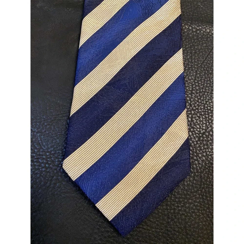 Bardelli Roma Mens Necktie Blue Tan Geometric 100% Silk Made In Italy Classic